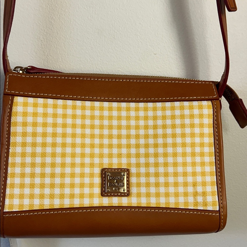 Dooney & Bourke Yellow and Tan Checkered Crossbody Bag - Picture 2 of 9